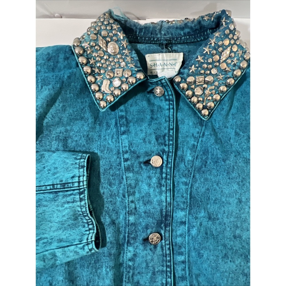 VTG  Women's Jacket Shannon Art To Wear Denim Jacket Size Large Boho Country USA